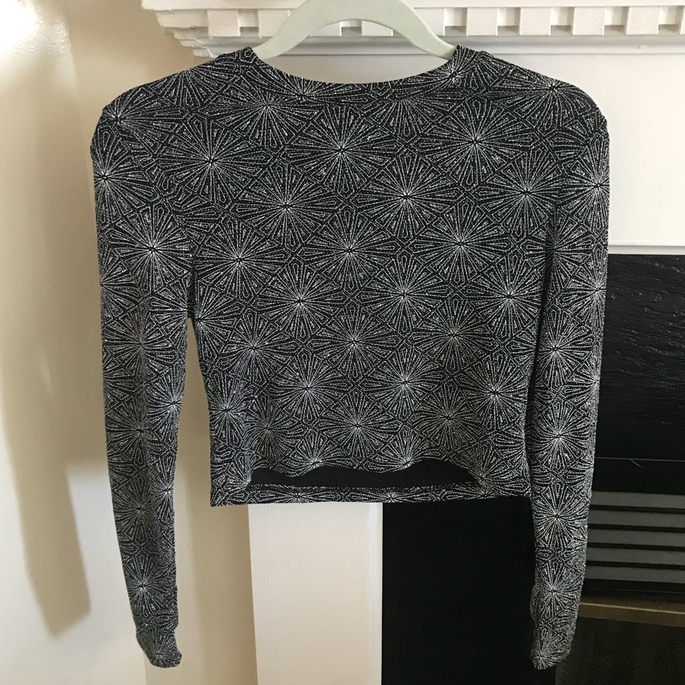 Glitter Long Sleeve Crop Top